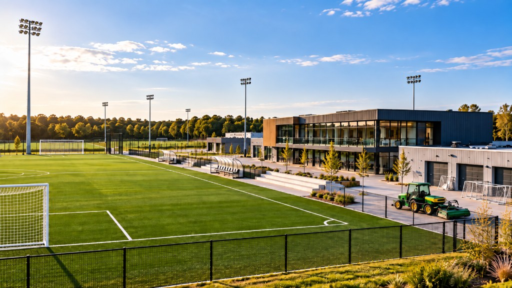 Sports facility with playing fields and buildings